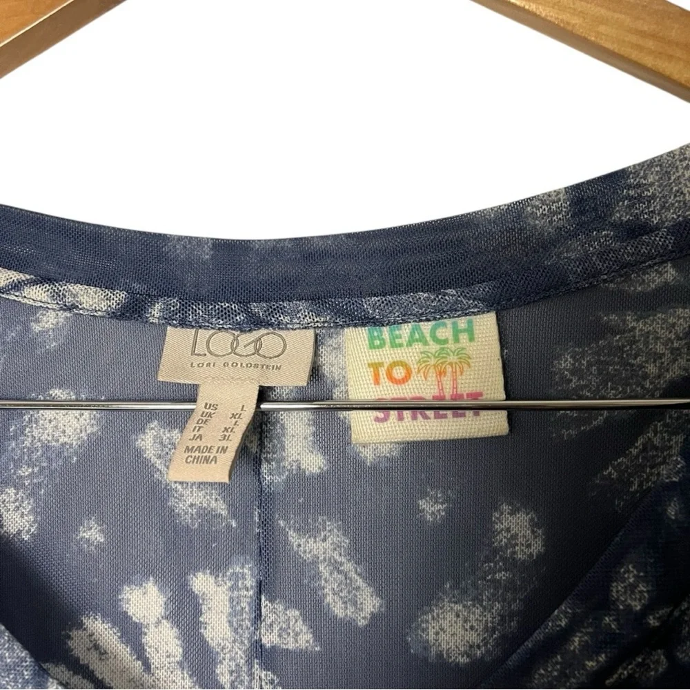 LOGO LORI GOLDSTEIN BEACH TO STREET Tunic Top Caftan Cover-Up Grey L - Picture 3 of 3